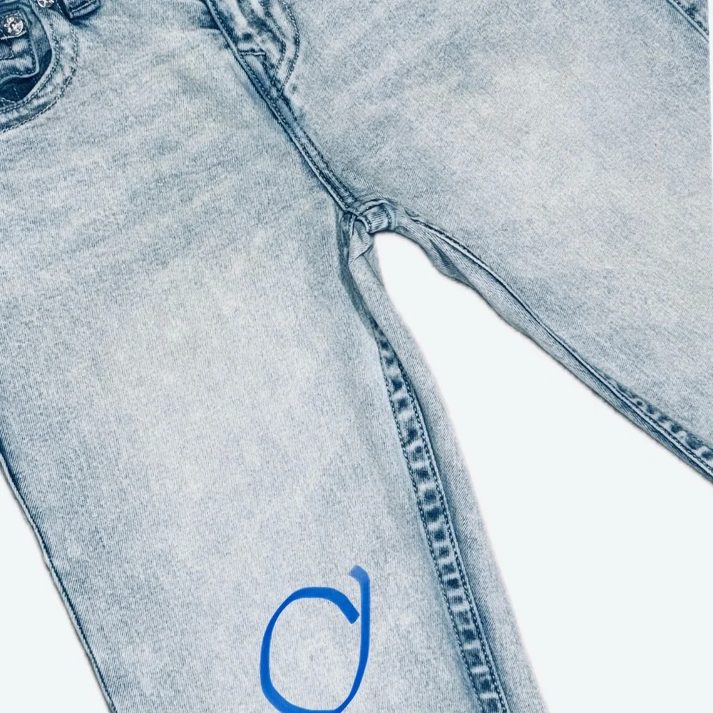 👖🛹 TRUE RELIGION Ricky Relaxed Straight Jeans Light Wash Flap Pocket Men’s Sz 29